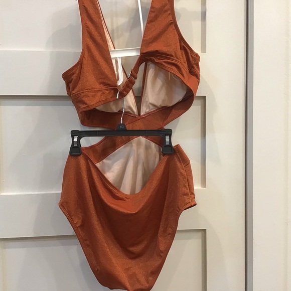 Metallic Rust Cutout One-Piece Swimsuit – Size L, New Without Tags - Picture 3 of 8